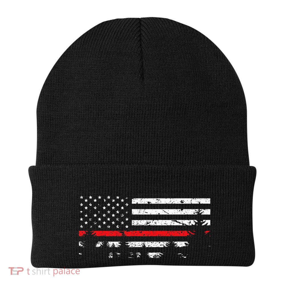 Wildland Firefighter Red Line American Flag Beanie