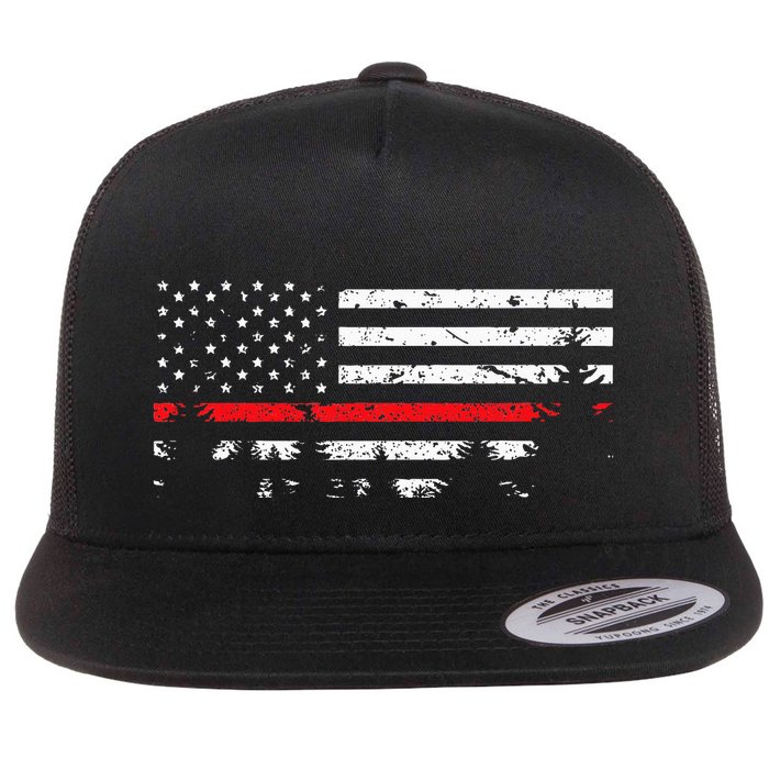 Wildland Firefighter Red Line American Flag Flatbill Hat