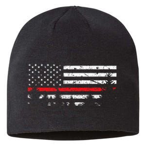 Wildland Firefighter Red Line American Flag Sustainable Beanie