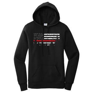 Wildland Firefighter Red Line American Flag Women's Pullover Hoodie