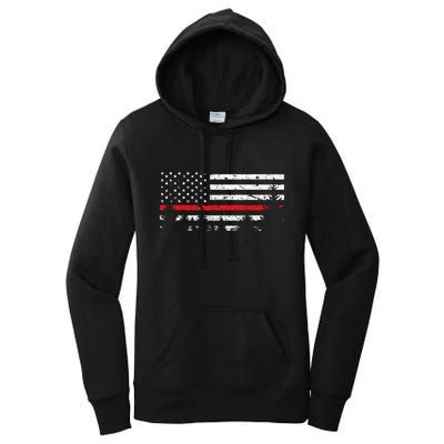 Wildland Firefighter Red Line American Flag Women's Pullover Hoodie