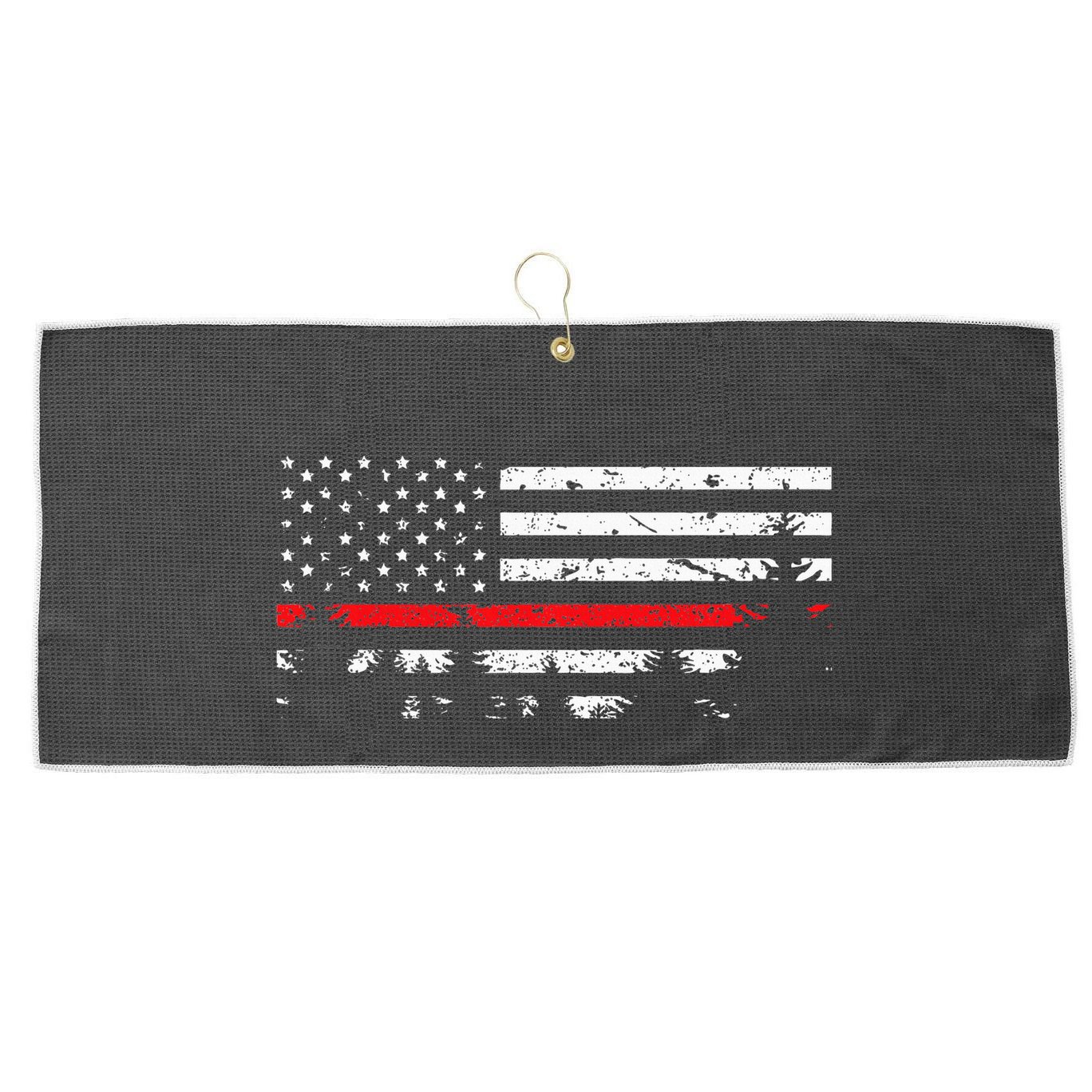 Wildland Firefighter Red Line American Flag Large Microfiber Waffle Golf Towel