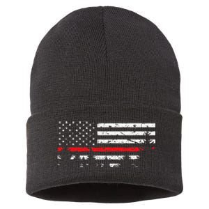 Wildland Firefighter Red Line American Flag Sustainable Knit Beanie