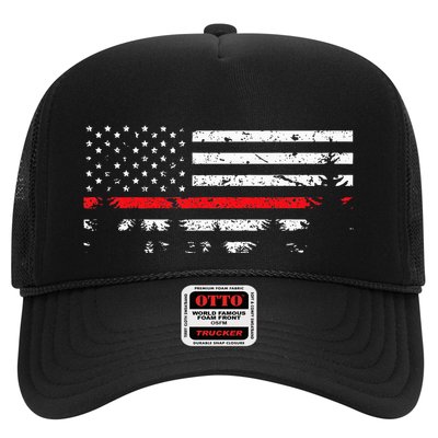 Wildland Firefighter Red Line American Flag Trucker Hat