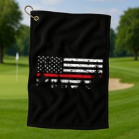 Wildland Firefighter Red Line American Flag Golf Towel