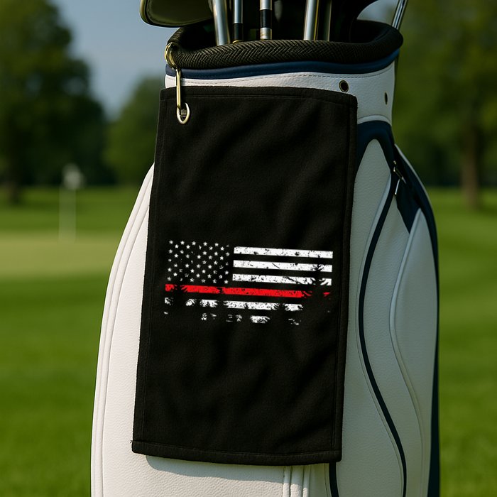 Wildland Firefighter Red Line American Flag Golf Towel
