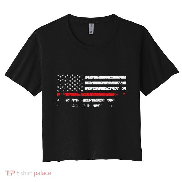 Wildland Firefighter Red Line American Flag Crop Top