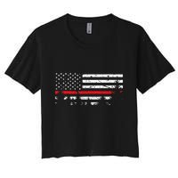 Wildland Firefighter Red Line American Flag Women's Crop Top Tee