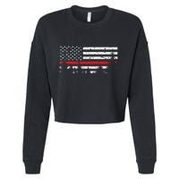 Wildland Firefighter Red Line American Flag Cropped Pullover Crew