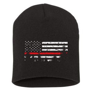 Wildland Firefighter Red Line American Flag Short Acrylic Beanie