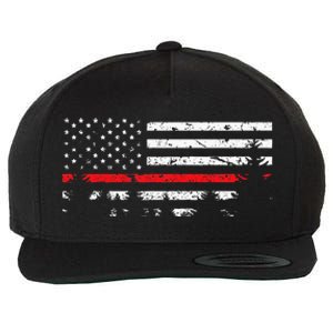 Wildland Firefighter Red Line American Flag Wool Snapback Cap