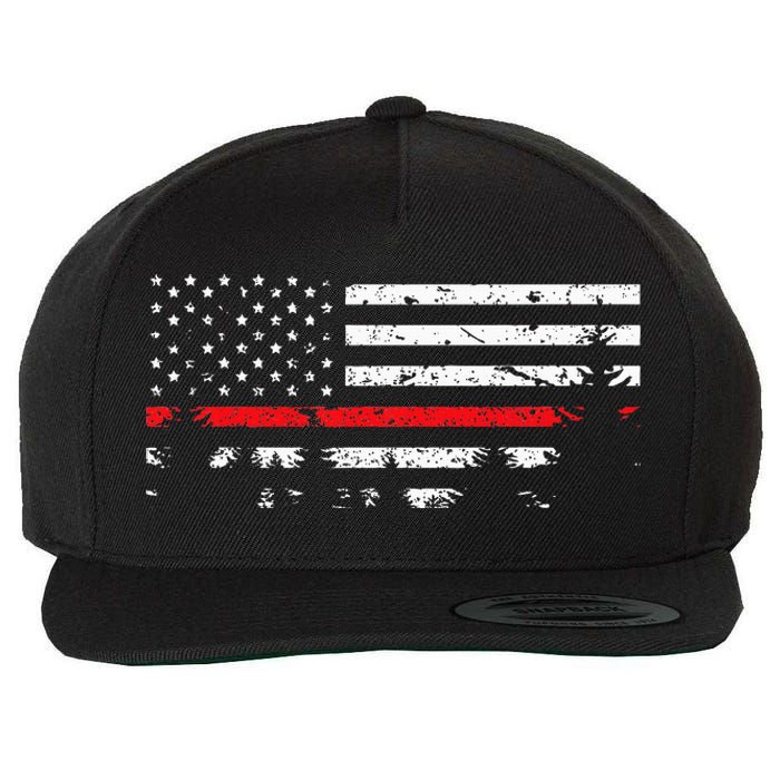 Wildland Firefighter Red Line American Flag Wool Snapback Cap