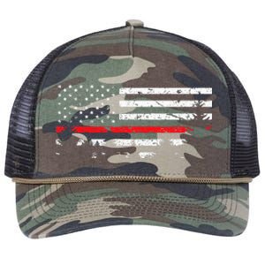 Wildland Firefighter Red Line American Flag Retro Rope Trucker Hat Cap