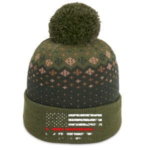 Wildland Firefighter Red Line American Flag The Baniff Cuffed Pom Beanie