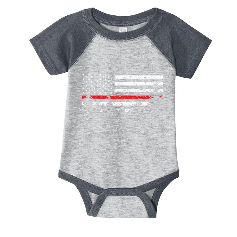 Wildland Firefighter Red Line American Flag Infant Baby Jersey Bodysuit