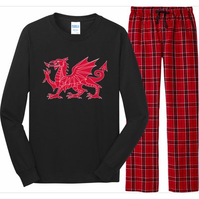 Welsh Flag Red Dragon In Red And White Gift Long Sleeve Pajama Set