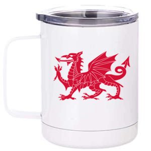 Welsh Flag Red Dragon In Red And White Gift 12 oz Stainless Steel Tumbler Cup