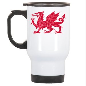 Welsh Flag Red Dragon In Red And White Gift Stainless Steel Travel Mug