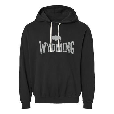 Wyoming Flag Retro Home State Vintage Distressed Garment-Dyed Fleece Hoodie