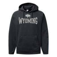 Wyoming Flag Retro Home State Vintage Distressed Performance Fleece Hoodie