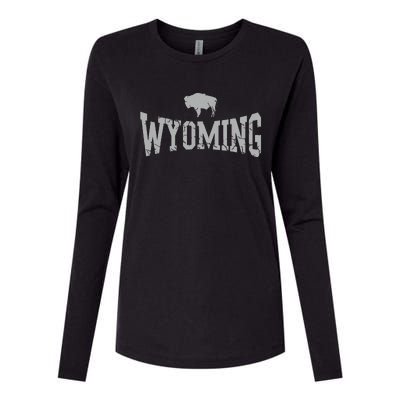 Wyoming Flag Retro Home State Vintage Distressed Womens Cotton Relaxed Long Sleeve T-Shirt