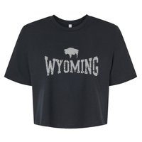 Wyoming Flag Retro Home State Vintage Distressed Bella+Canvas Jersey Crop Tee