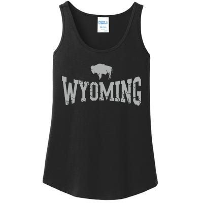 Wyoming Flag Retro Home State Vintage Distressed Ladies Essential Tank