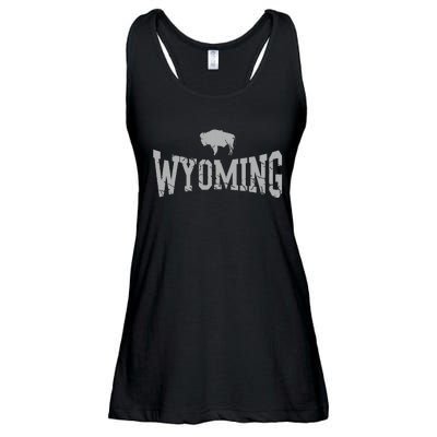 Wyoming Flag Retro Home State Vintage Distressed Ladies Essential Flowy Tank