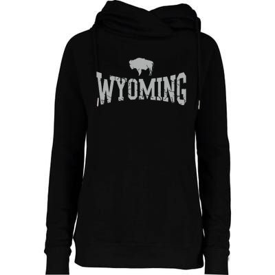 Wyoming Flag Retro Home State Vintage Distressed Womens Funnel Neck Pullover Hood