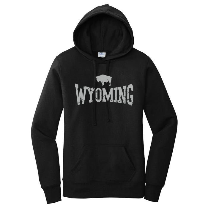 Wyoming Flag Retro Home State Vintage Distressed Women's Pullover Hoodie