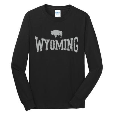 Wyoming Flag Retro Home State Vintage Distressed Tall Long Sleeve T-Shirt