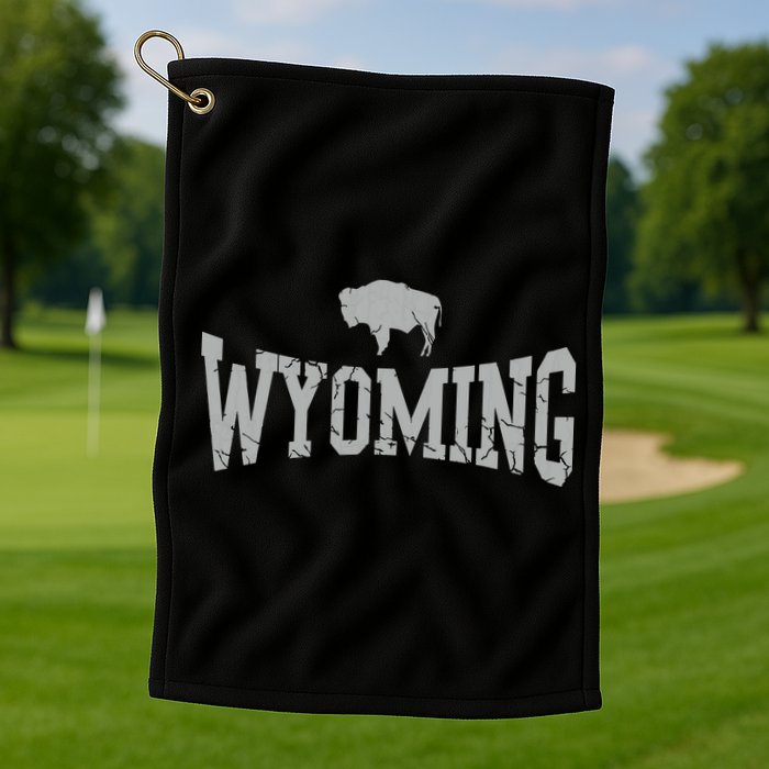 Wyoming Flag Retro Home State Vintage Distressed Golf Towel
