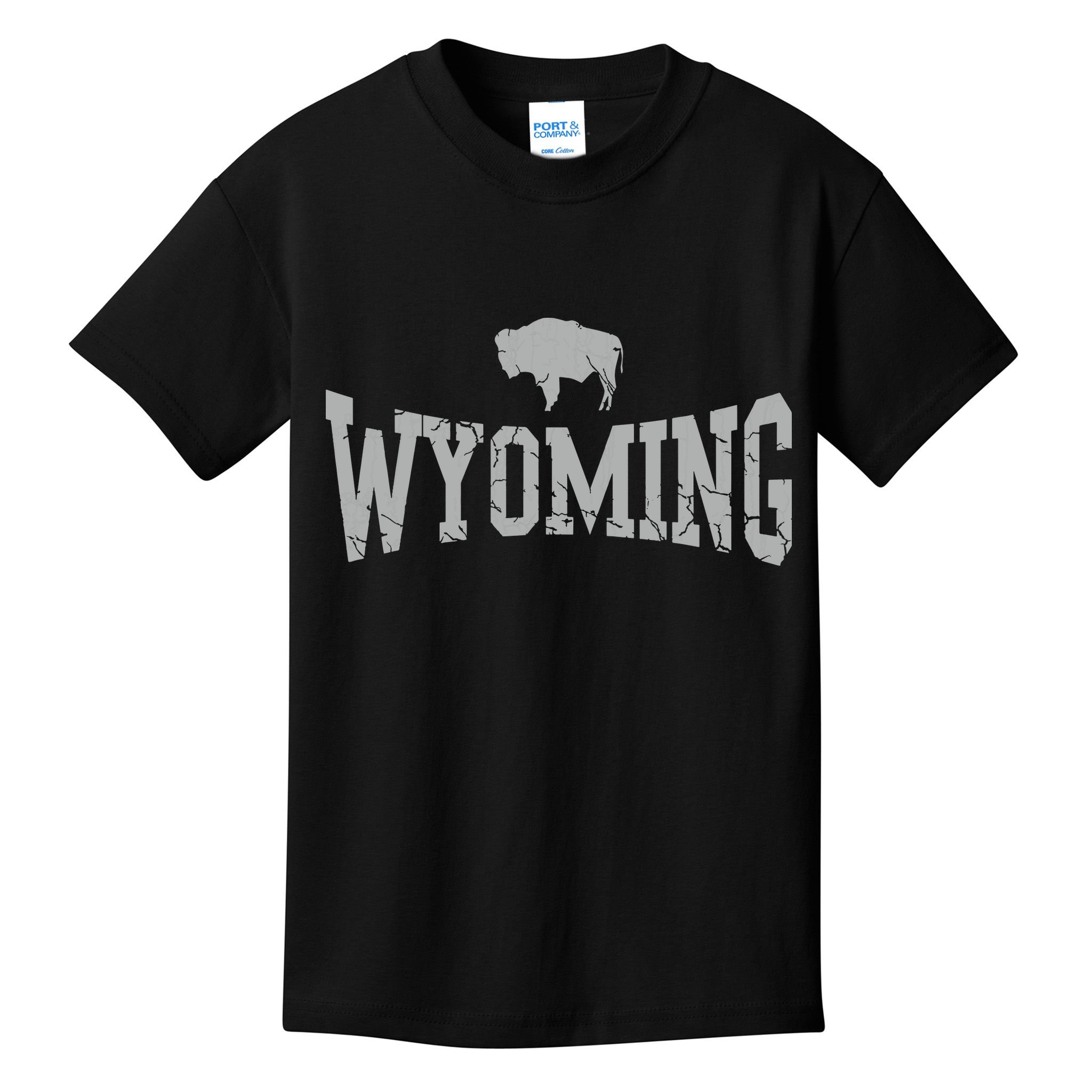 Wyoming Flag Retro Home State Vintage Distressed Kids T-Shirt