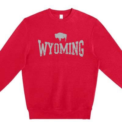 Wyoming Flag Retro Home State Vintage Distressed Premium Crewneck Sweatshirt