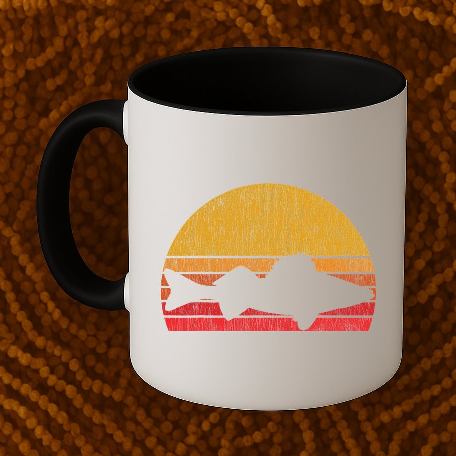 Walleye Fishing Retro Walleye Sauger Fisherman Mug