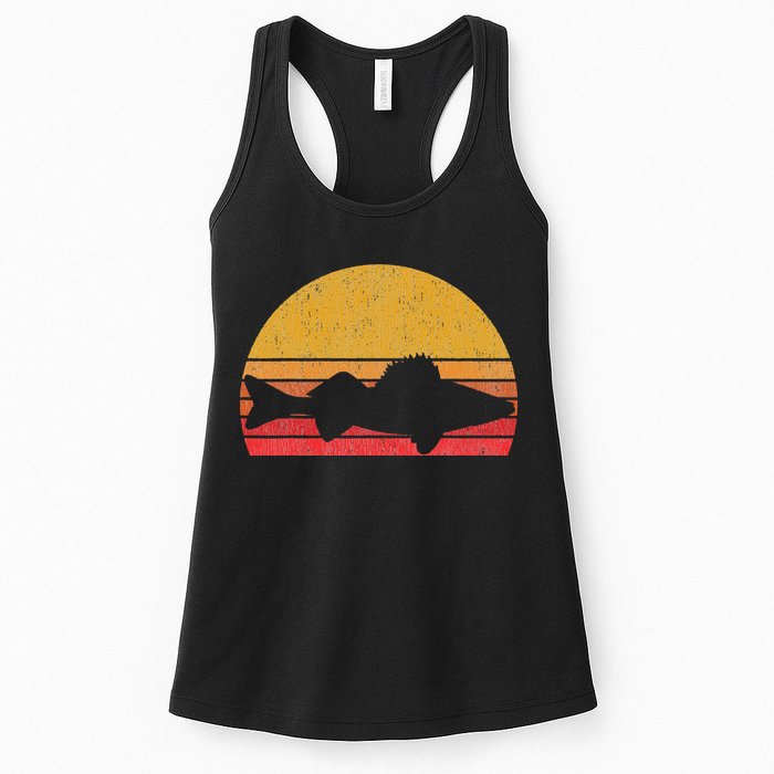 Walleye Fishing Retro Walleye Sauger Fisherman Womens Tank Top