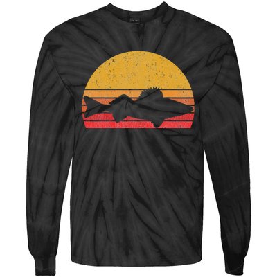 Walleye Fishing Retro Walleye Sauger Fisherman Tie-Dye Long Sleeve Shirt