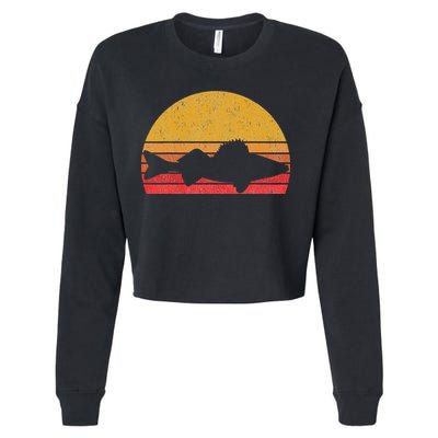 Walleye Fishing Retro Walleye Sauger Fisherman Cropped Pullover Crew