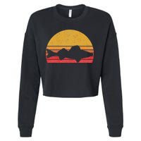 Walleye Fishing Retro Walleye Sauger Fisherman Cropped Pullover Crew
