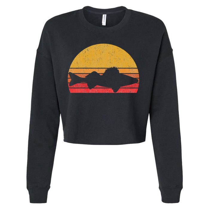 Walleye Fishing Retro Walleye Sauger Fisherman Cropped Pullover Crew