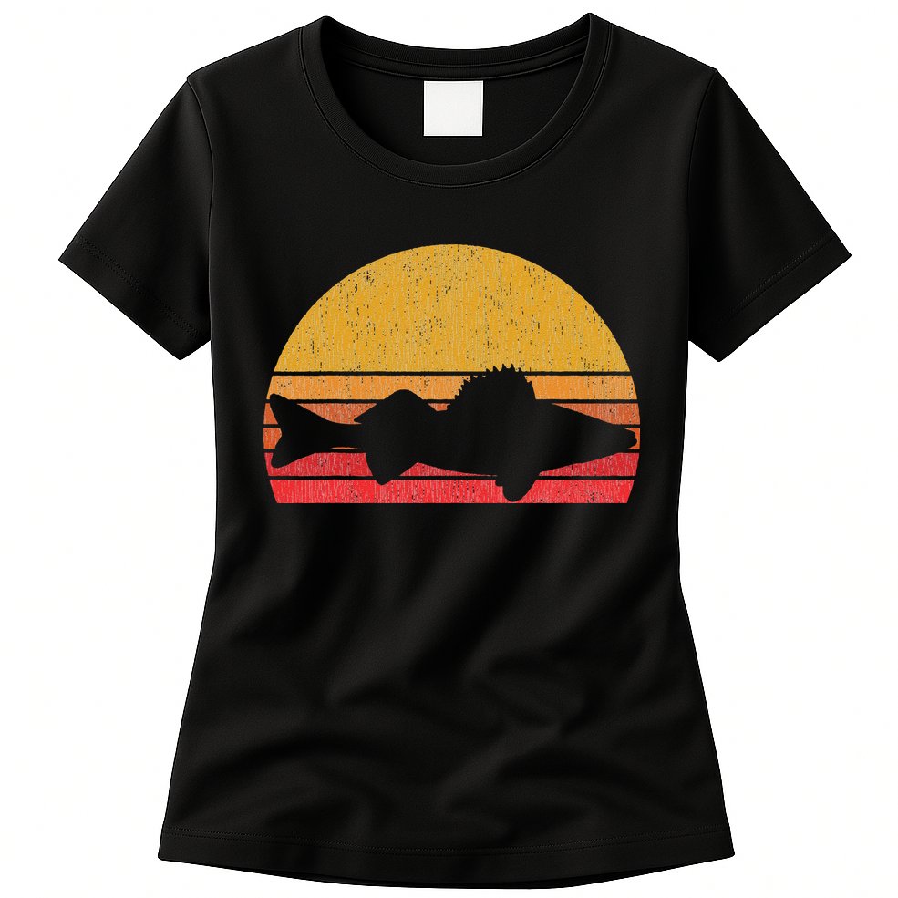 Walleye Fishing Retro Walleye Sauger Fisherman Womens T-Shirt