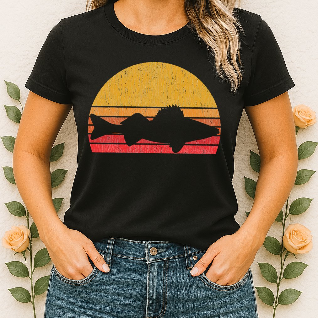 Walleye Fishing Retro Walleye Sauger Fisherman Womens T-Shirt