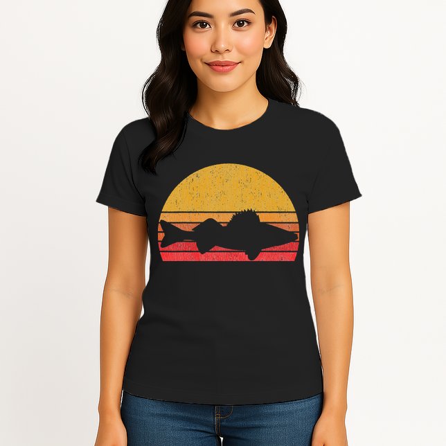 Walleye Fishing Retro Walleye Sauger Fisherman Womens T-Shirt
