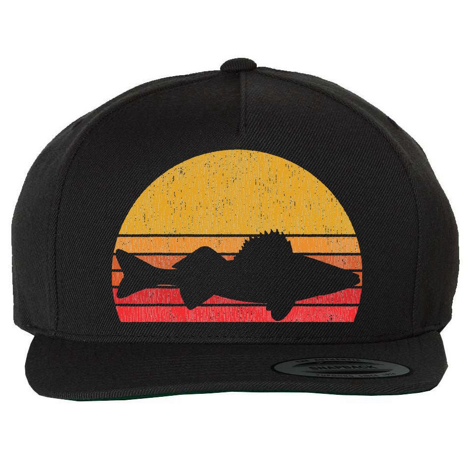 Walleye Fishing Retro Walleye Sauger Fisherman Wool Snapback Cap