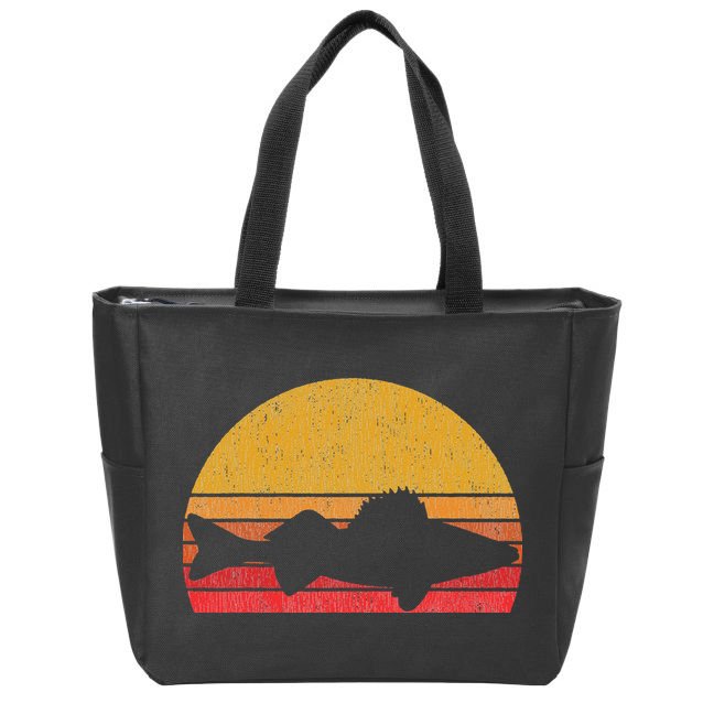 Walleye Fishing Retro Walleye Sauger Fisherman Zip Tote Bag