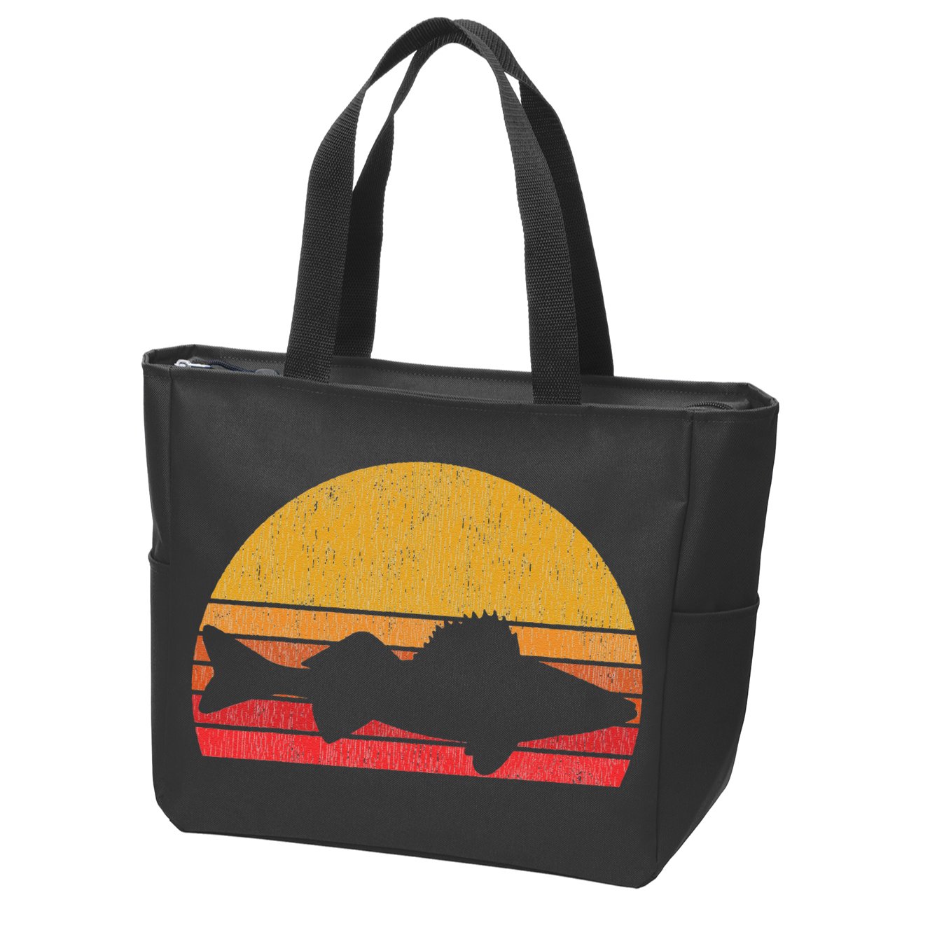 Walleye Fishing Retro Walleye Sauger Fisherman Zip Tote Bag