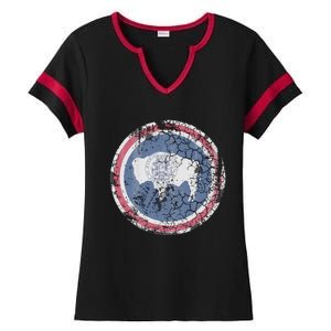 Wyoming Flag Retro Fade Family Ladies Halftime Notch Neck Tee