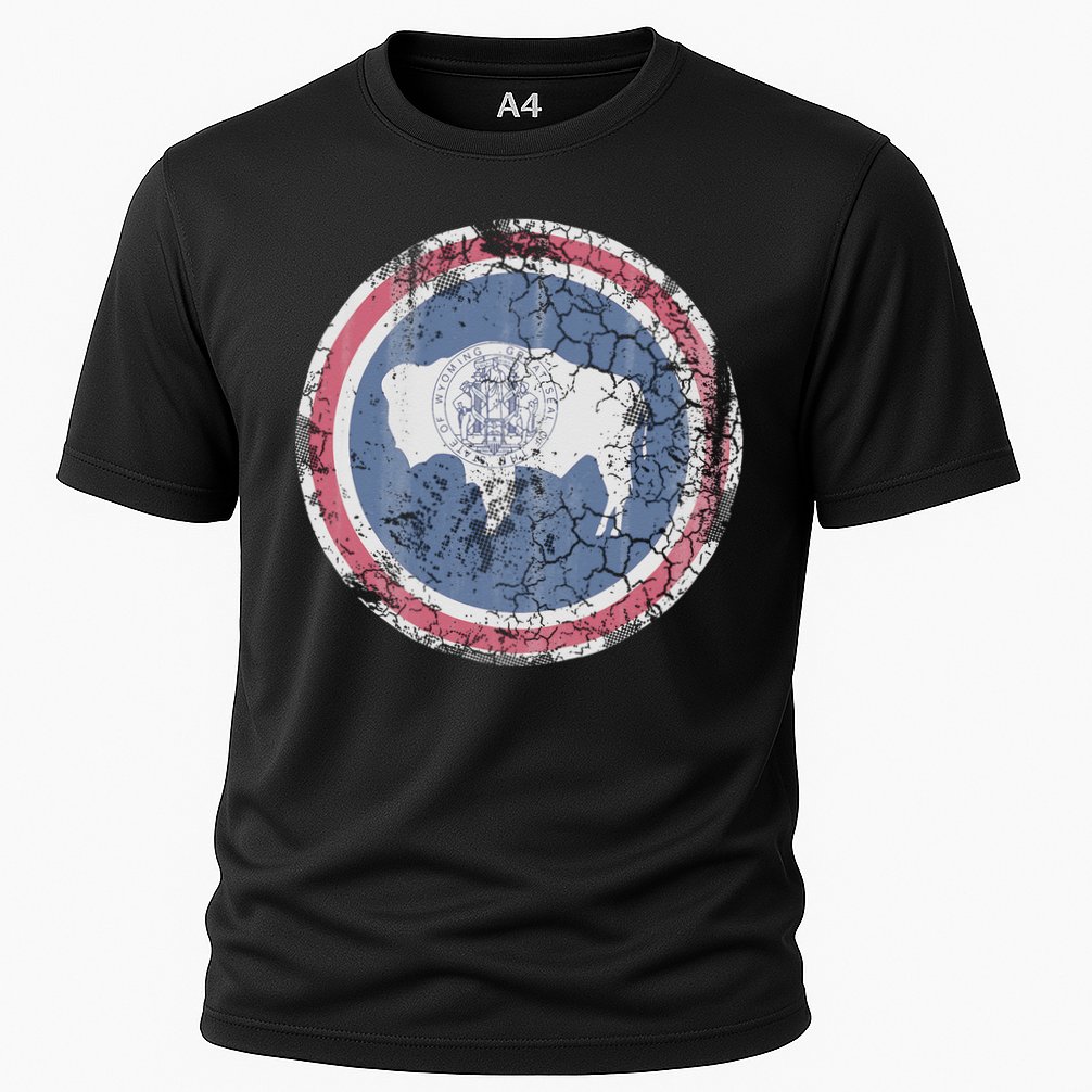 Wyoming Flag Retro Fade Family Cooling Performance Crew T-Shirt