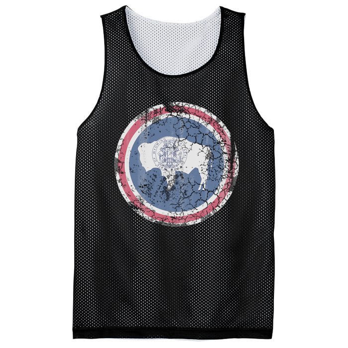 Wyoming Flag Retro Fade Family Mesh Reversible Basketball Jersey Tank