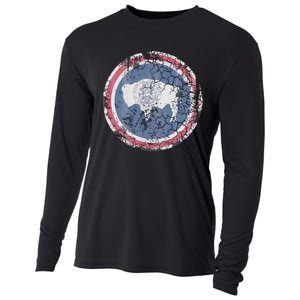 Wyoming Flag Retro Fade Family Cooling Performance Long Sleeve Crew